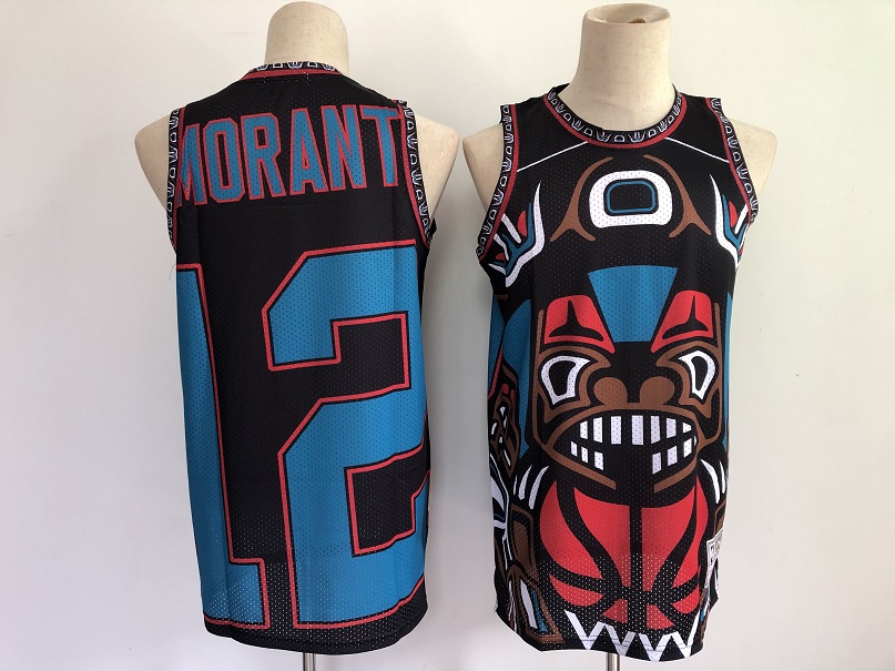 Men Memphis Grizzlies #12 Morant big face Black 2021 NBA Jersey